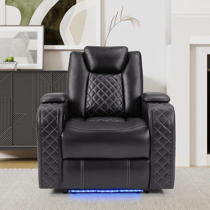 36.2" Wide Luxury Vegan Leather Power Recliner Home Theater Individual Seat with Cup Holder (Set of 5)