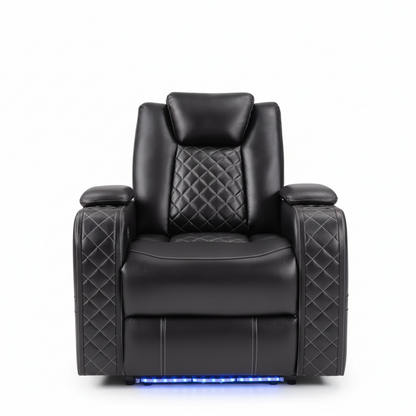 36.2" Wide Luxury Vegan Leather Power Recliner Home Theater Individual Seat with Cup Holder (Set of 5)